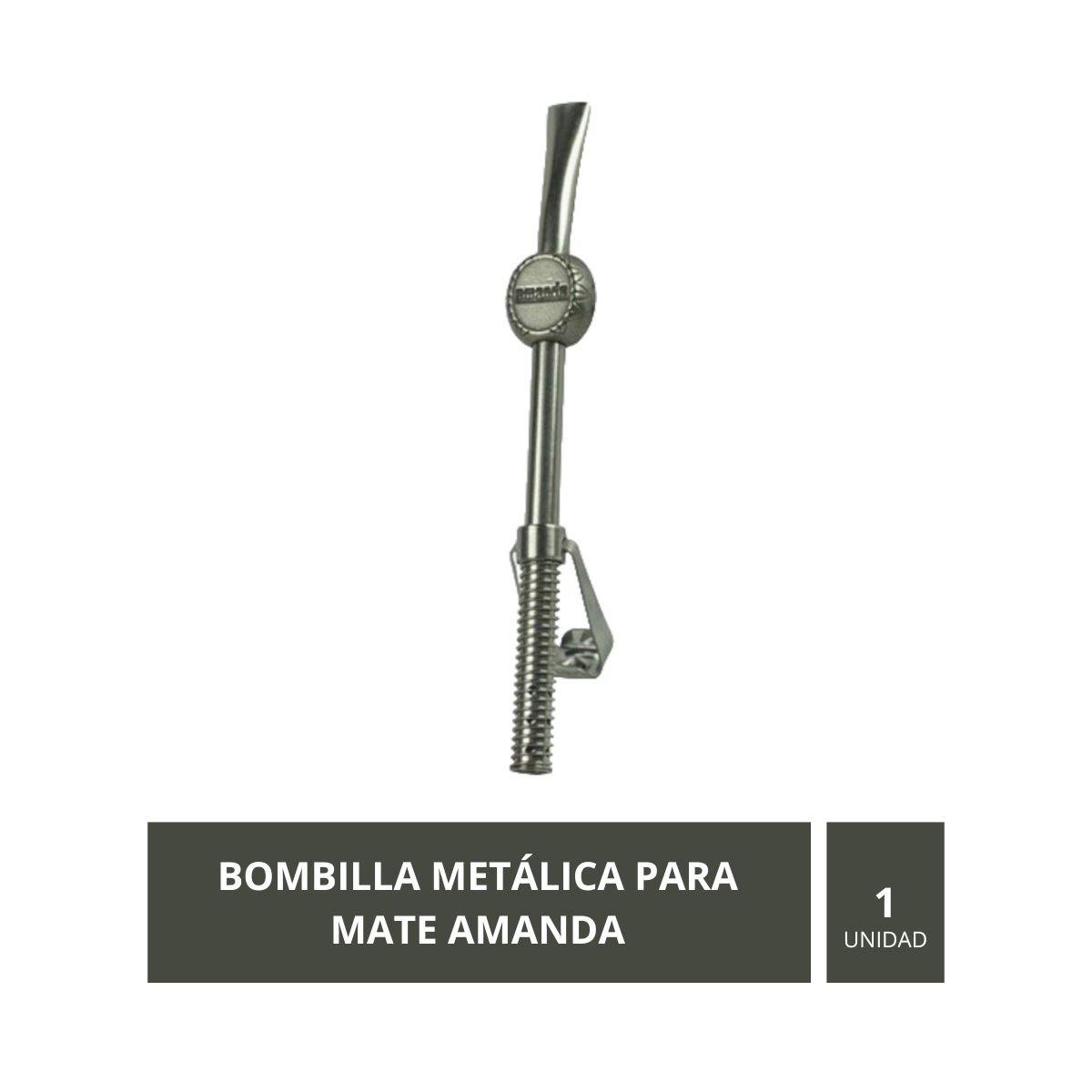 Bombilla para tomar mate, con filtro desmontable para una correcta limpieza.