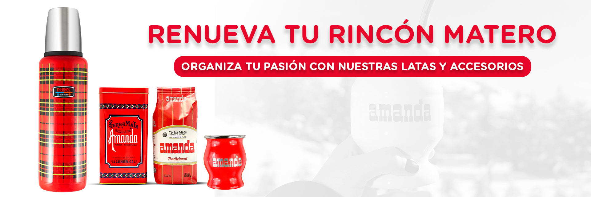 Todo lo necesario para un buen mate está en Amanda, Termos, Latas, Yerba Mate, Bombillas y más.