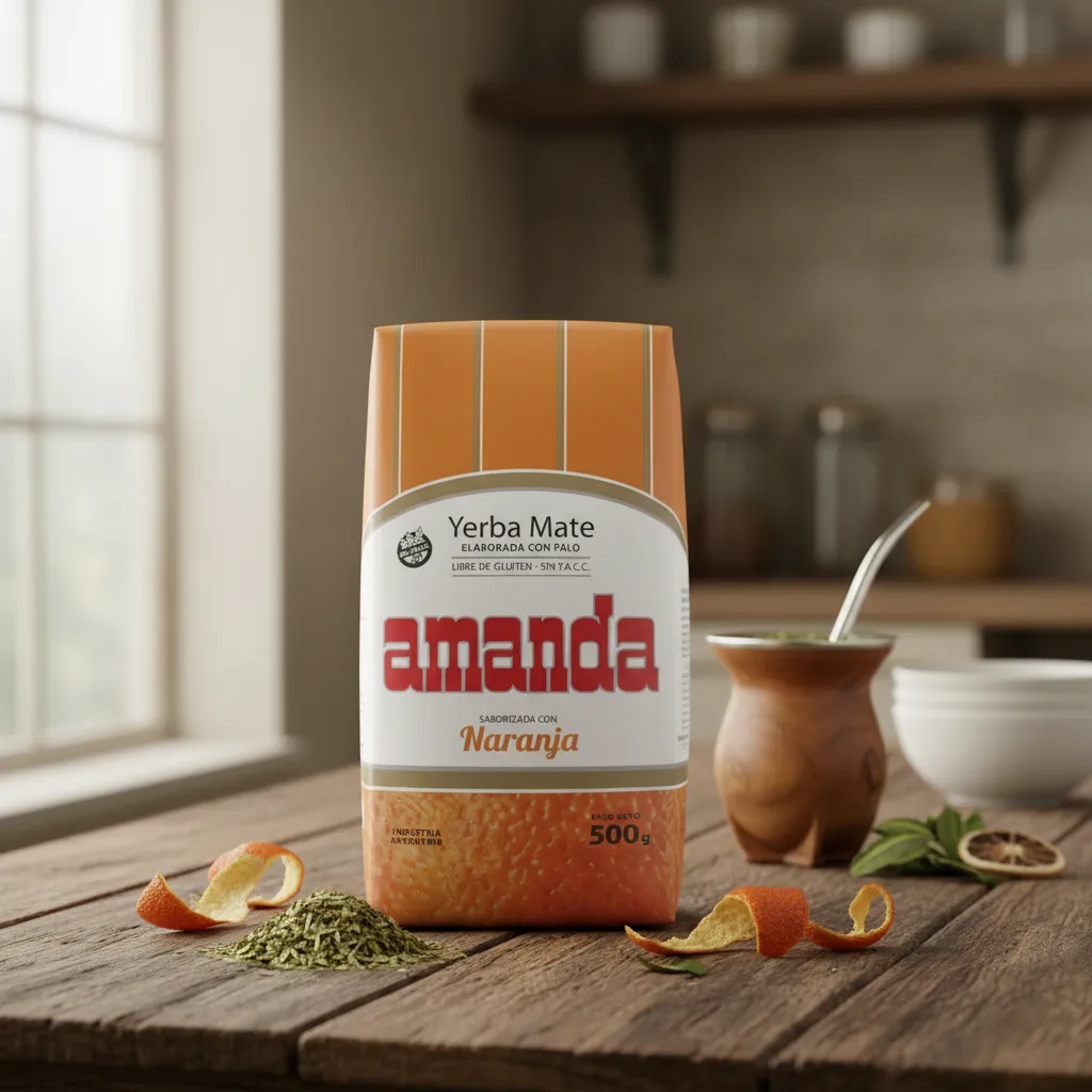 Pack 5 Yerba Mate Amanda  Sabor Naranja 500gr