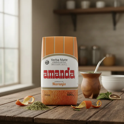 Pack 5 Yerba Mate Amanda  Sabor Naranja 500gr