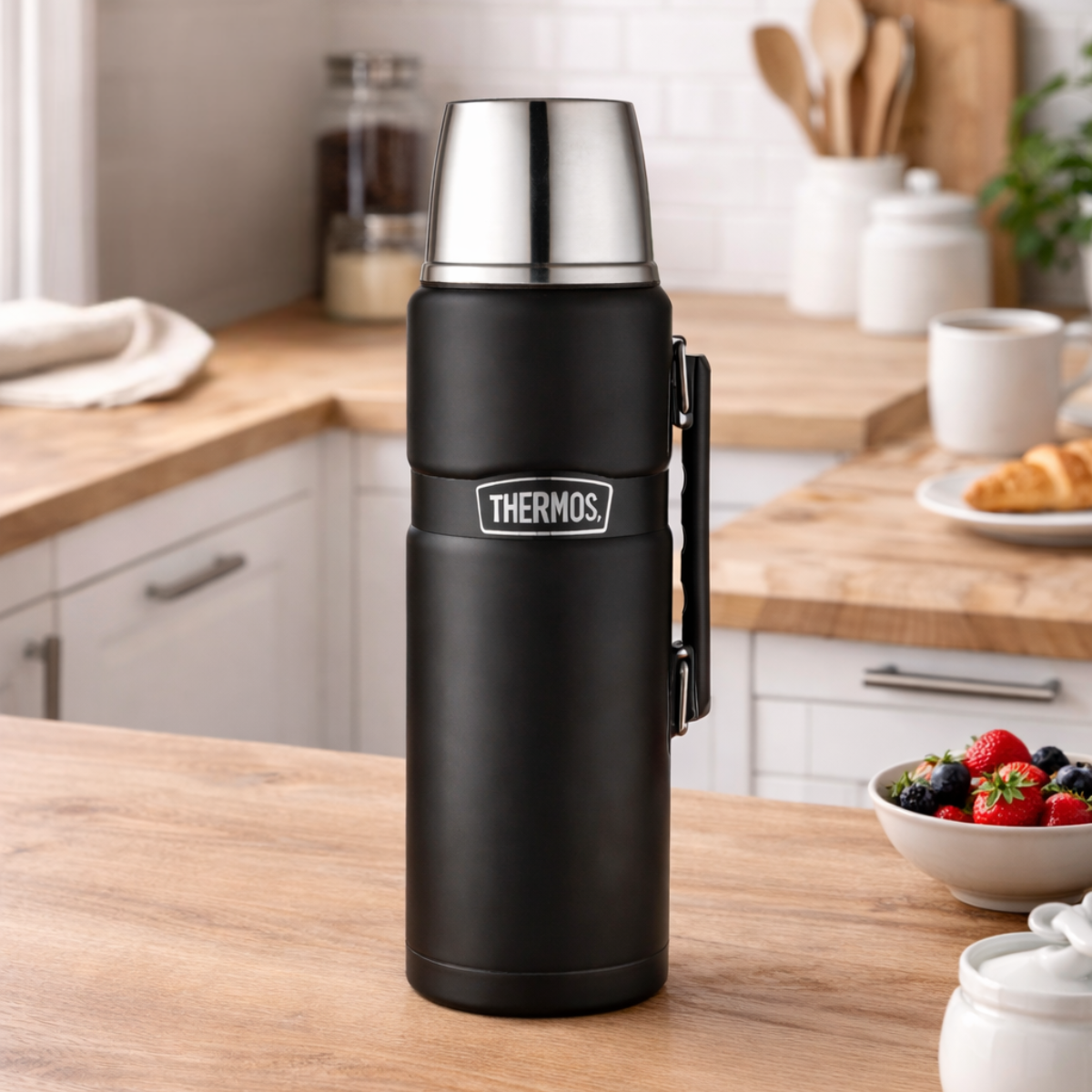Termo Liquido Thermos King 2.0L Acero inoxidable Negro