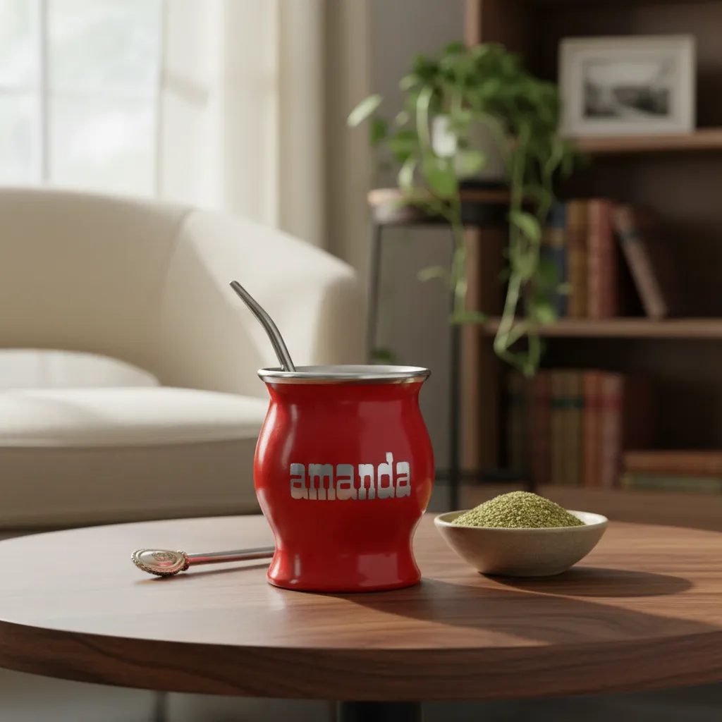 Mate De Acero Inoxidable Amanda Con Logo