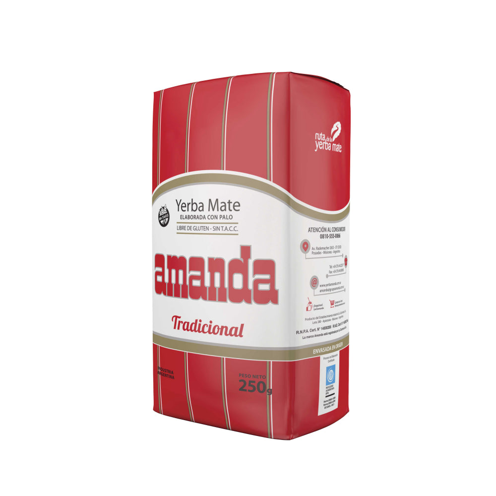 Yerba Mate tradicional en formato pequeño de 250g. Elaborada orgánicamente en argentina, sin gluten, sin taac. Aprovecha los beneficios que te entrega la Ilex Paraguariensis.